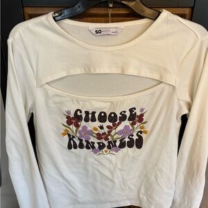 SO Women's Cream Long Sleeve Top with Kindness Message